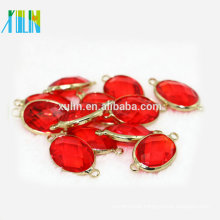 NEW crystal oval pendant & connector settings, lt.siam 13*18mm oval crystal beads with alloy around flat setting crystal stones